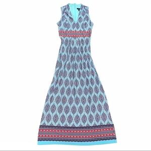 R & K Paisley Print V-Neck Maxi Dress